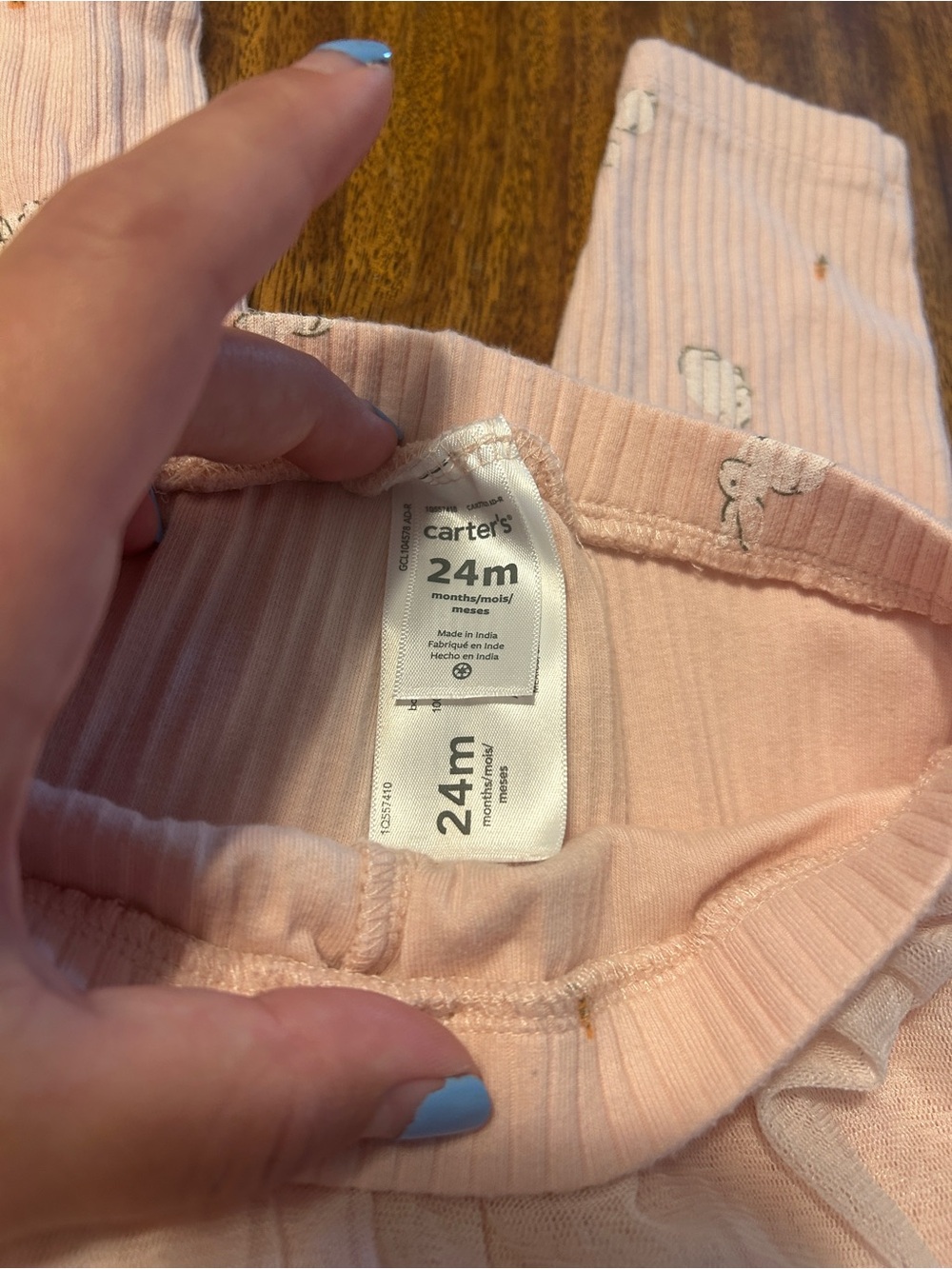 Carters Pink Tulle Ribbed Rabbit Leggings - Picture 4 of 5